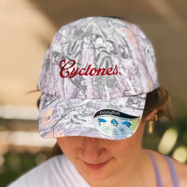 Ponyflo Iowa State White Camo Hat front